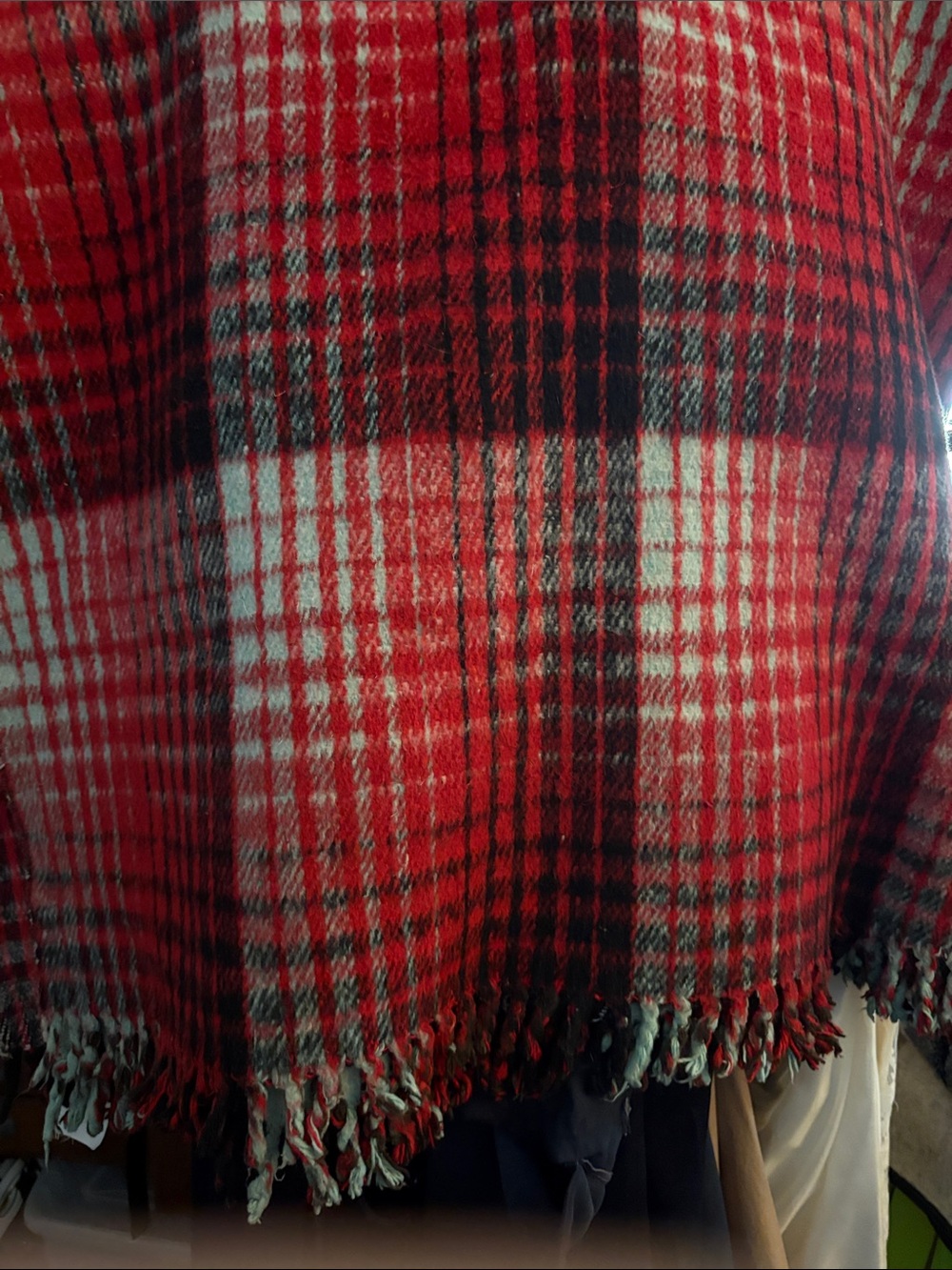 Vintage heavy Cozy Red Plaid/brown plaid reversible Throw Blanket BG204